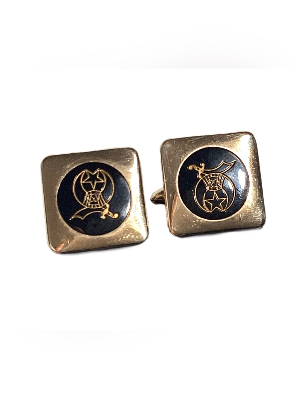 Swank Mid Century Shriners Square Cufflinks